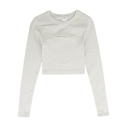 Beige Active Crewneck Knit Top