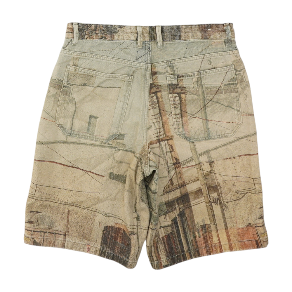 Multi Graphic Denim Shorts