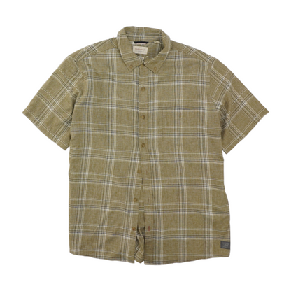 Tan Plaid Short Sleeve Button Down
