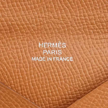 Gold Calvi Card Holder in Epsom Calfskin