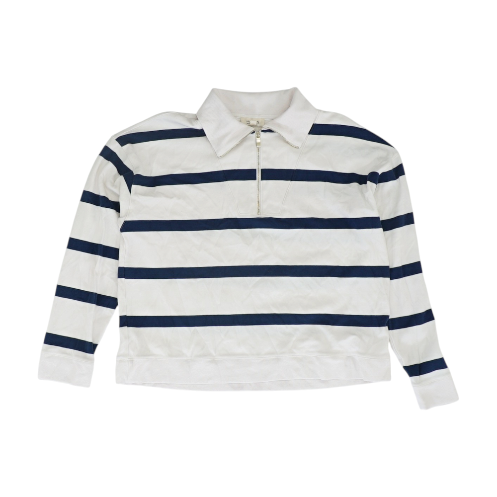 White Striped 1/4 Zip Pullover
