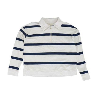 White Striped 1/4 Zip Pullover