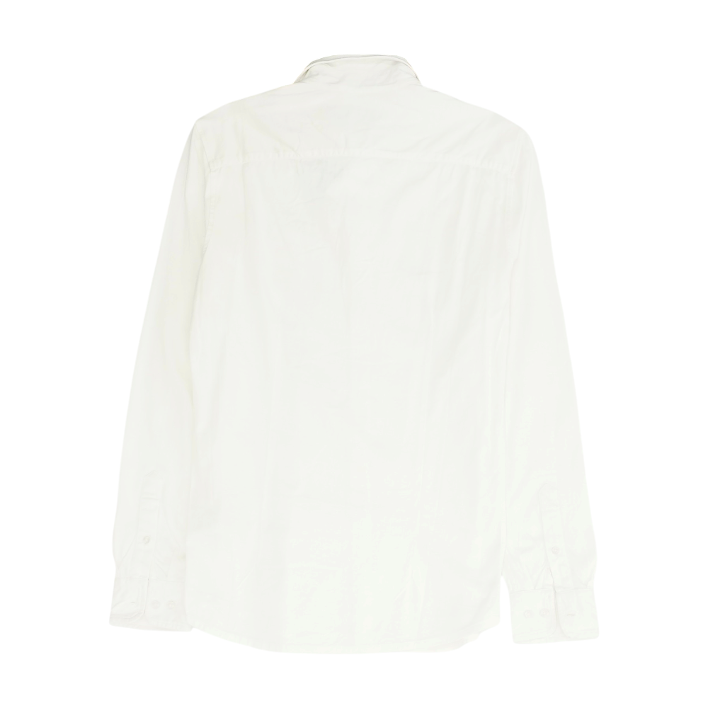 White Solid Long Sleeve Button Down