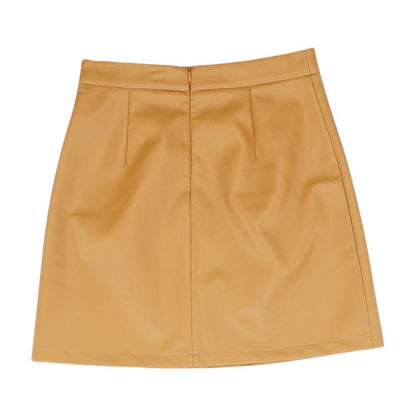 Brown Solid Mini Skirt