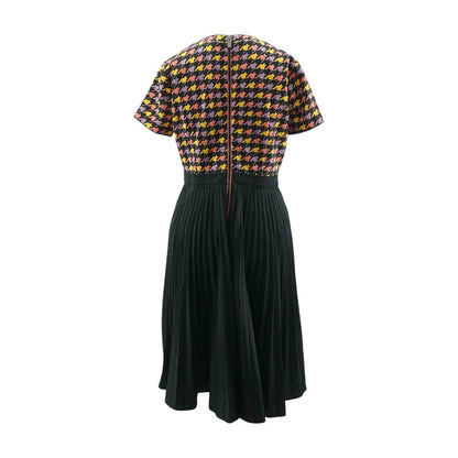 Black Houndstooth Midi Dress