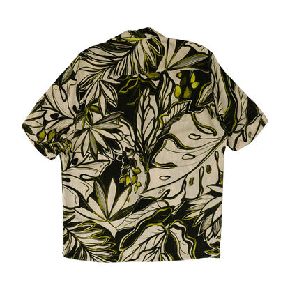 Beige Tropical Short Sleeve Button Down