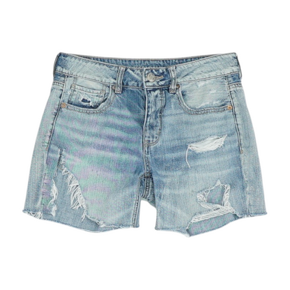 Blue Solid Denim Shorts