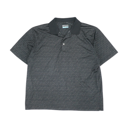 Black Print Short Sleeve Polo