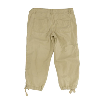 Beige Solid Capri Pants