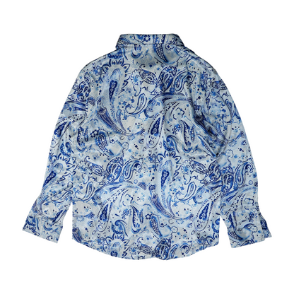 White Paisley Long Sleeve Button Down
