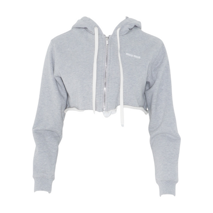 Gray 2025 Crop Full Zip Hoodie