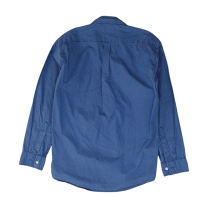 Blue Polka Dot Long Sleeve Button Down