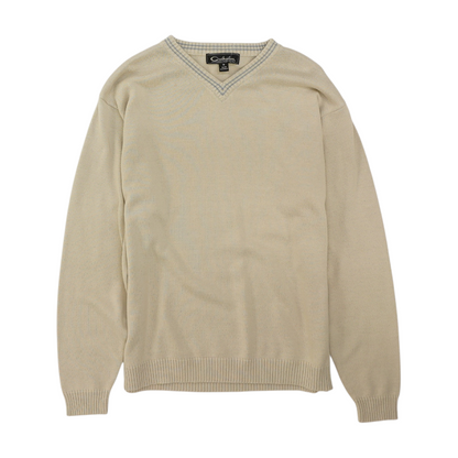 Beige Solid Pullover Sweater
