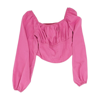 Pink Solid Cropped T-Shirt