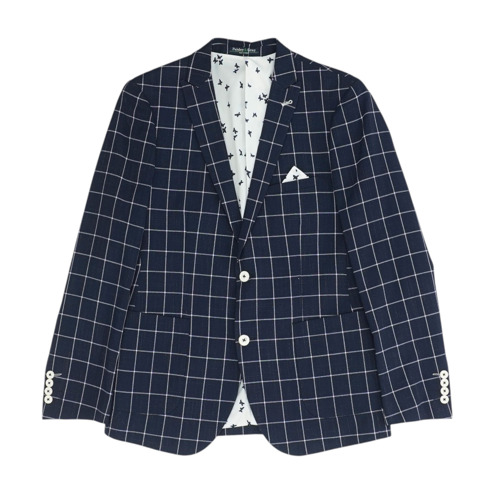 Paisley & Gray Navy Plaid Sport Coat – Image 1