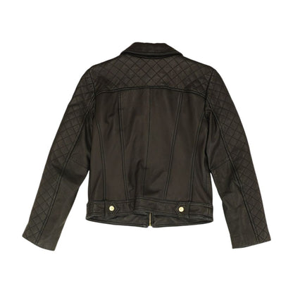 Black Solid Leather Jacket