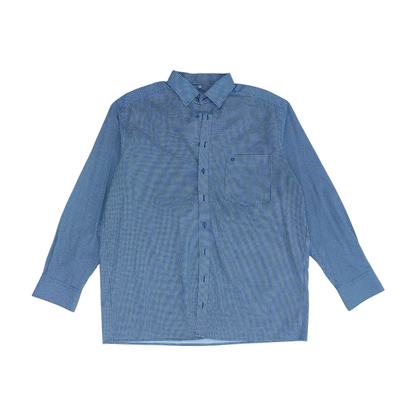 Navy Abstract Long Sleeve Button Down