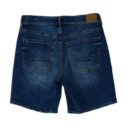 Blue Solid Denim Shorts