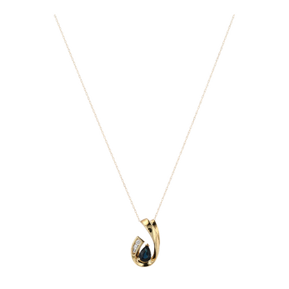 10K Yellow Gold Blue Stone Pendant Necklace