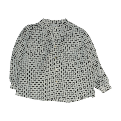White Plus Size Geometric Button Down