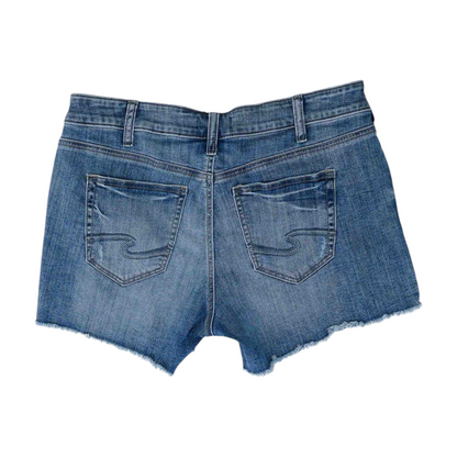 Blue Solid Denim Shorts