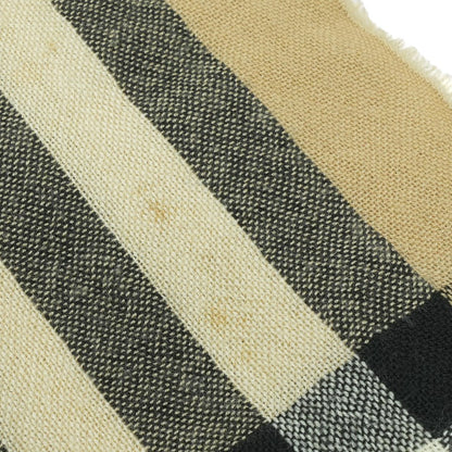 Wide Check Wool Silk Scarf in Archive Beige