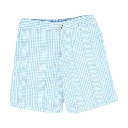 Blue Plaid Chino Shorts