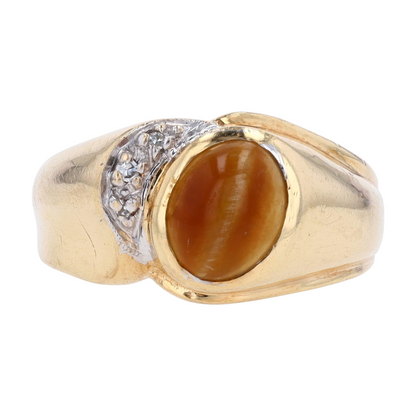 14K Two-Tone Gold Brown Stone Fashion Ring