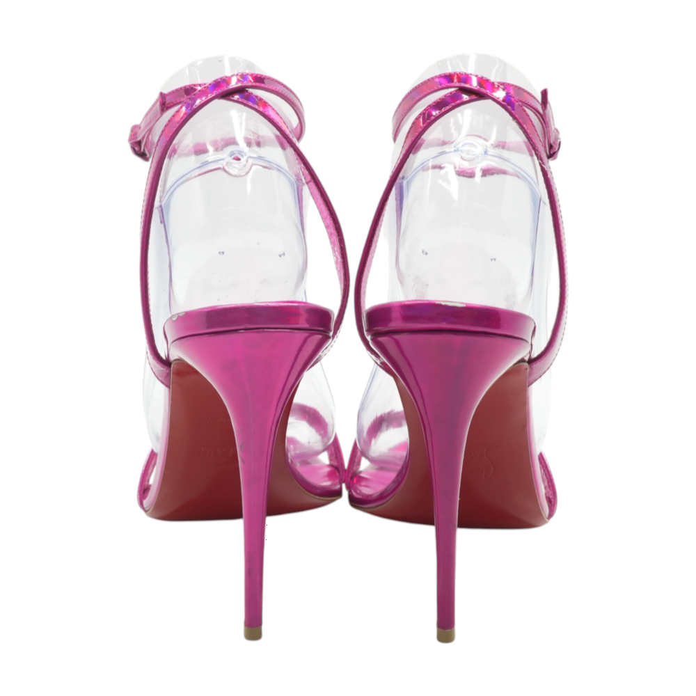 Miss Z 100 mm Strappy Sandal in Laminated Pink Leather