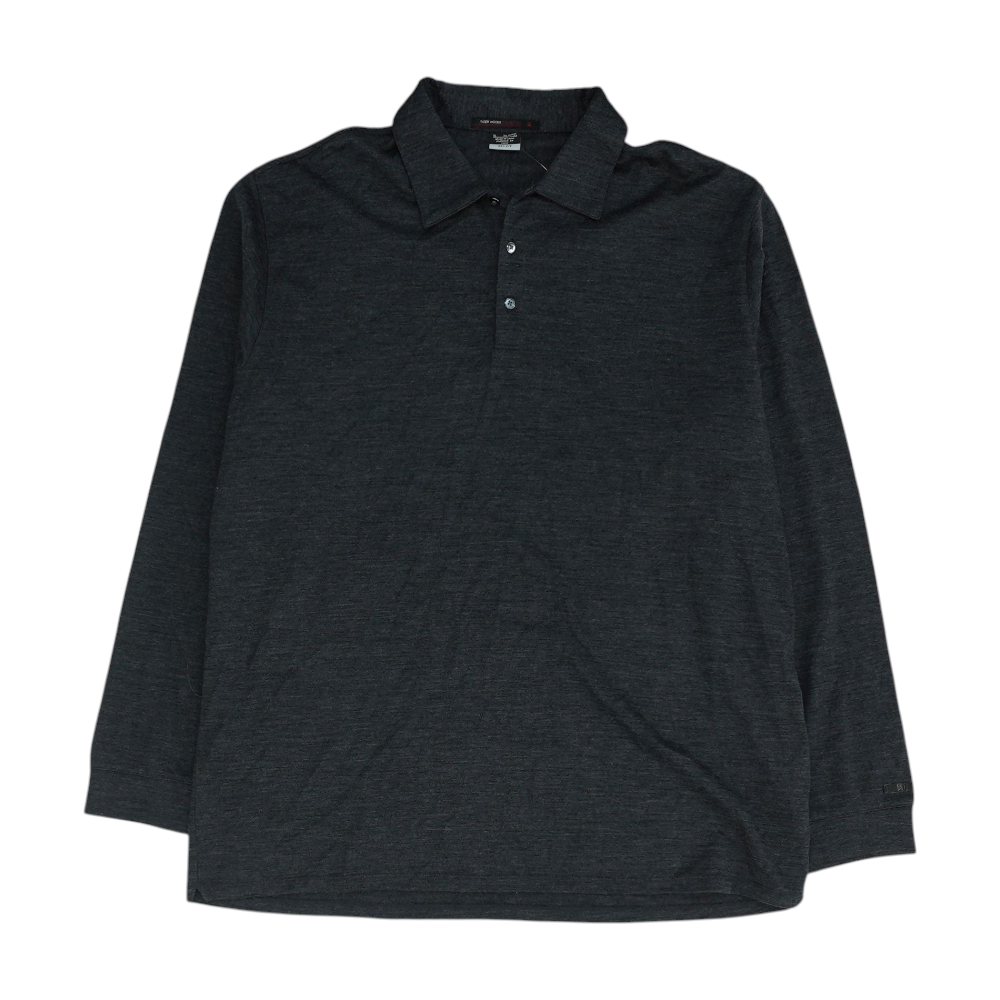 Charcoal Solid Long Sleeve Polo