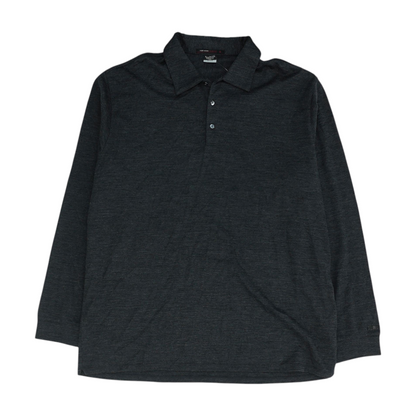 Charcoal Solid Long Sleeve Polo