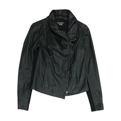 Black Solid Leather Jacket