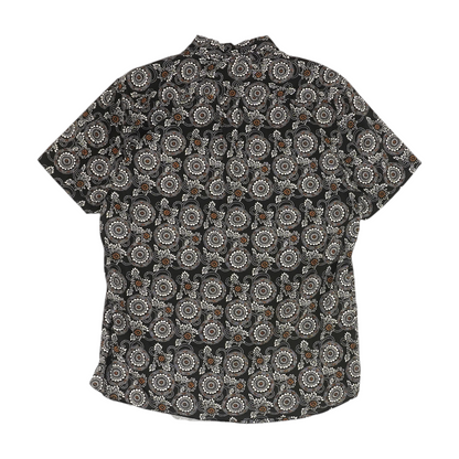 Black Floral Short Sleeve Button Down