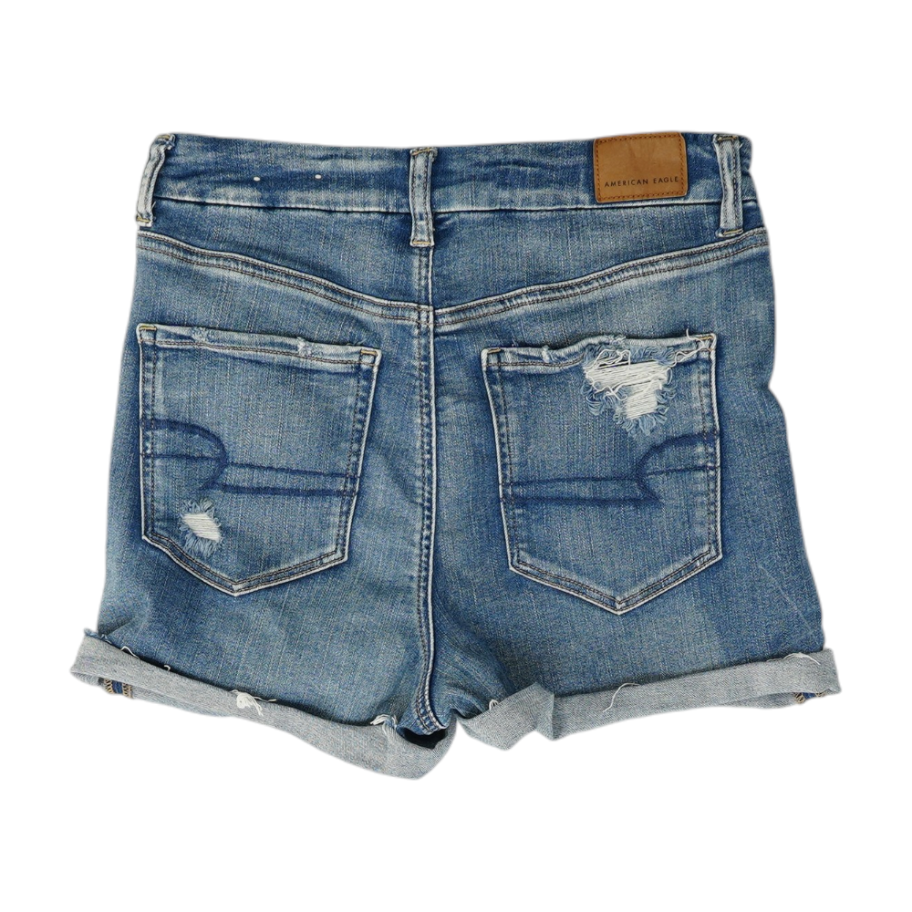 Blue Solid Denim Shorts