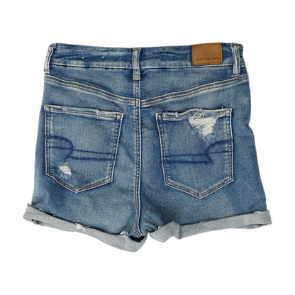 Blue Solid Denim Shorts