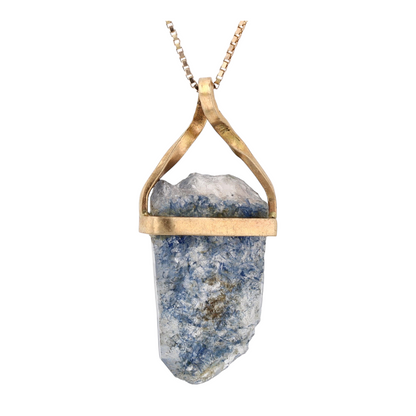 14K Yellow Gold Quartz Pendant Necklace