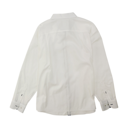 White Solid Long Sleeve Button Down