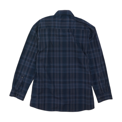 Navy Plaid Long Sleeve Button Down