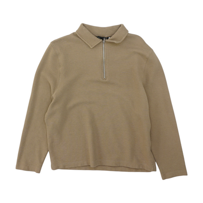 Tan Solid 1/4 Zip Pullover