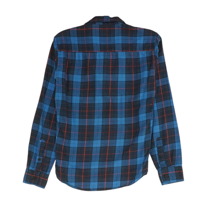Navy Plaid Long Sleeve Button Down
