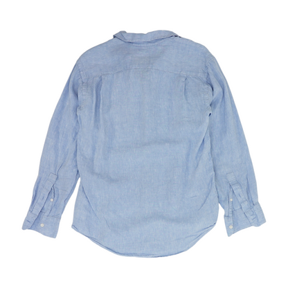 Blue Solid Long Sleeve Button Down