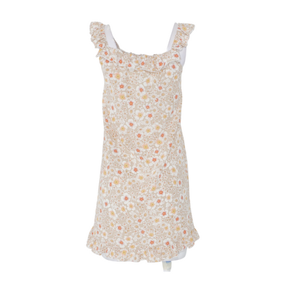 Beige Floral Mini Dress