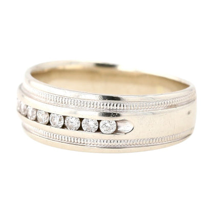 .25 ct 14K White Gold Channel Set Round Diamond Milgrain Design Band
