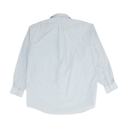 Blue Solid Long Sleeve Button Down