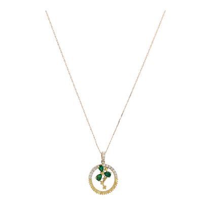 14K Yellow Gold Emerald Pendant Necklace