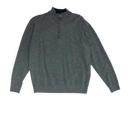 Gray Solid 1/4 Zip Sweater