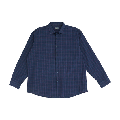 Navy Plaid Long Sleeve Button Down