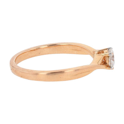 1/3 Ct 18K Rose Gold Round Diamond Solitaire In Twisted Engagement Ring