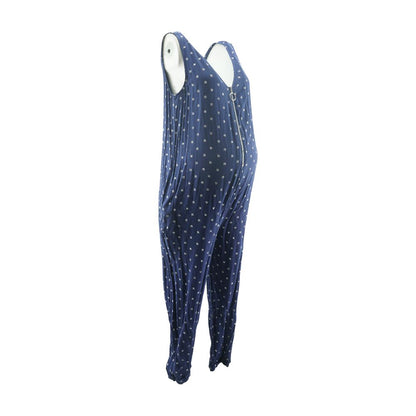 Blue Graphic Maternity Jumpsuit