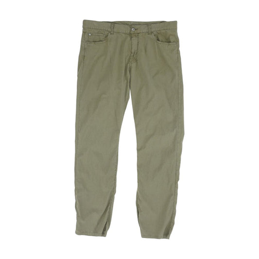 Green Solid Casual Pants